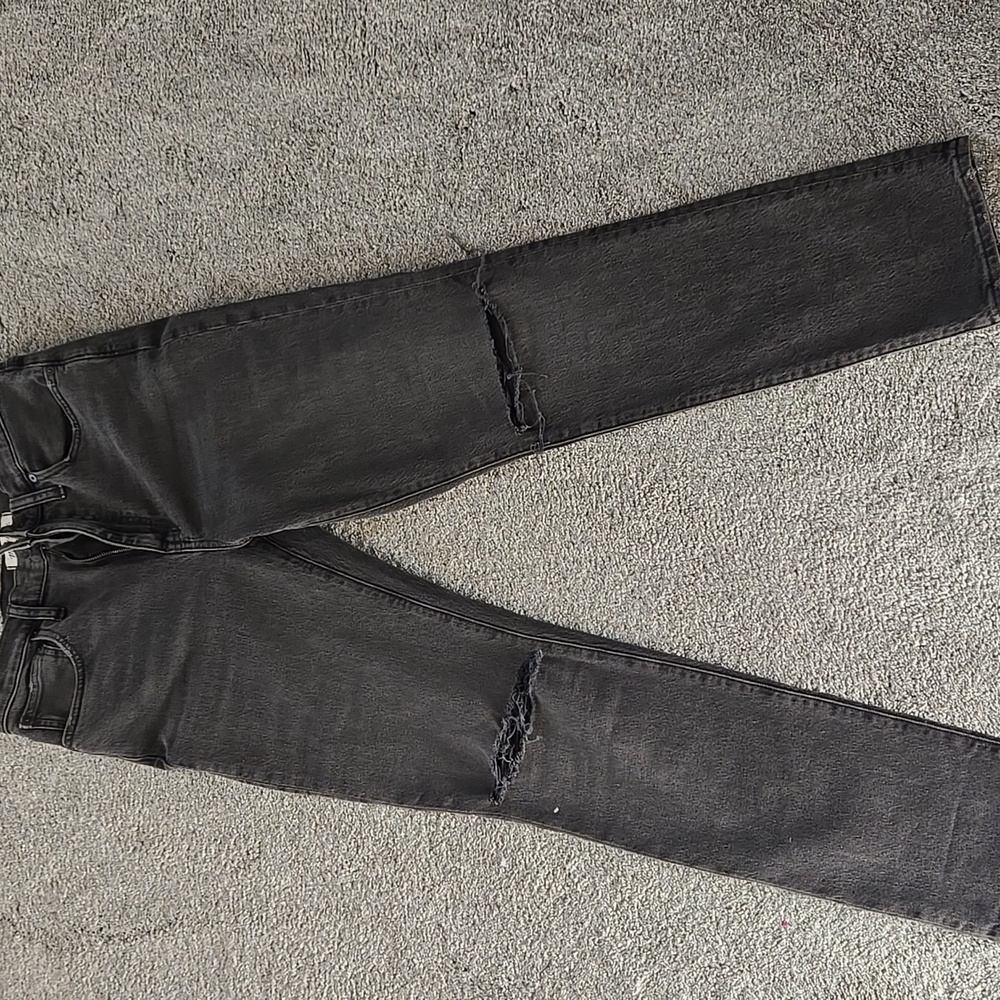 NWOT Madewell Slim Highrise Boy Jean - Black Distressed Jeans